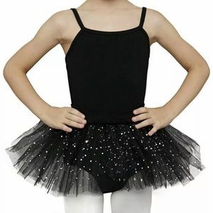 MdnMd Girls' Glitter Camisole Tutu Leotard L/150cm